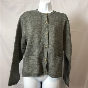Button up gray cardigan by Karen Scott